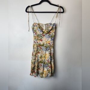Reformation Floral Mini Dress in Green, Yellow, Blue, Red